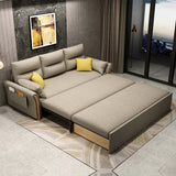Flared Arm Sofa Bed Gray Linen Sewn Pillow Back Folding Sofa with Storage Clearhalo 'furn' 'furn_sofas' 'Furniture' 'Living Room Furniture' 'Sofa' 'sofas' 5871787