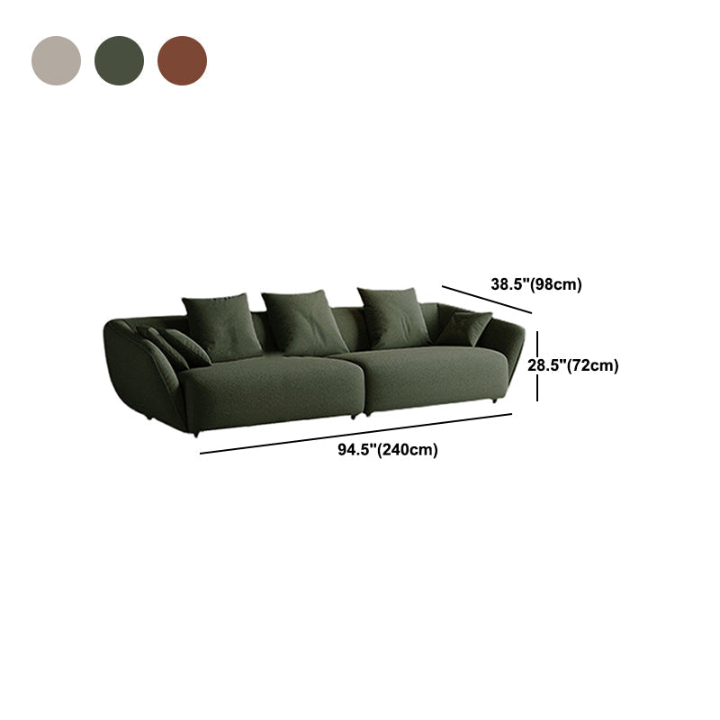 Contemporary Wool Sofa 28.35-In H Sloped Arm Seating with Pillows