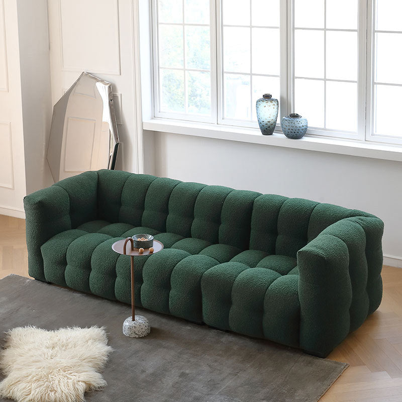 3/4-Seater Biscuit Back Sofa Modern Dark Green Tuxedo Arm Sofa