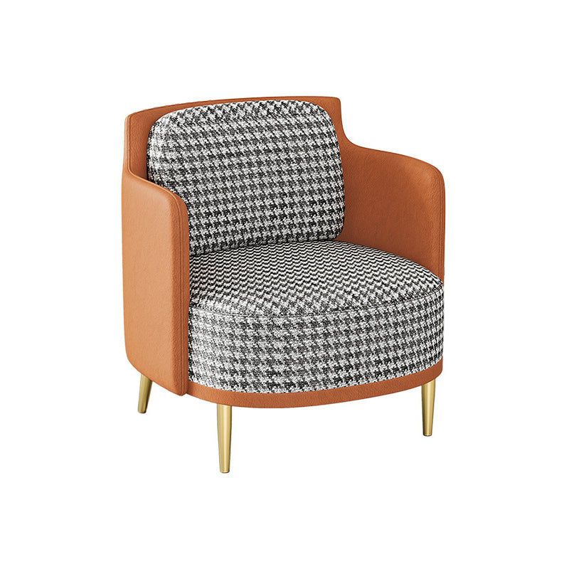 Modern Sloped Arm Curved Sofa Faux Leather Moon Shape Sofa for Living Room 28"L x 28"W x 30"H Orange Clearhalo 'furn' 'furn_sofas' 'Furniture' 'Living Room Furniture' 'Sofa' 'sofas' 5871878