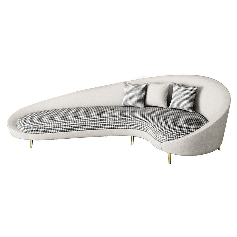 Modern Sloped Arm Curved Sofa Faux Leather Moon Shape Sofa for Living Room Light Gray Clearhalo 'furn' 'furn_sofas' 'Furniture' 'Living Room Furniture' 'Sofa' 'sofas' 5871882