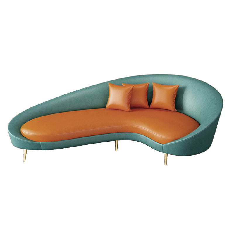 Modern Sloped Arm Curved Sofa Faux Leather Moon Shape Sofa for Living Room Aqua Clearhalo 'furn' 'furn_sofas' 'Furniture' 'Living Room Furniture' 'Sofa' 'sofas' 5871883