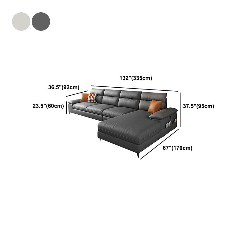 Sezionali in pelle finta con braccio top e cuscino