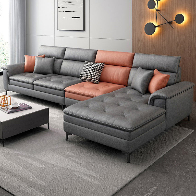 133.86 "L Section moderne sectionnelles du bras d'oreiller avec 4 places