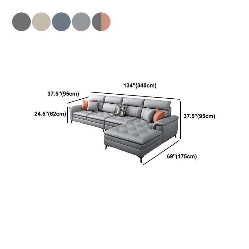 133.86 "L Section moderne sectionnelles du bras d'oreiller avec 4 places