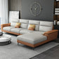 Modern Pillow Top Arm Sofa 4-Seater Faux Leather Sofa with Chaise Grey Orange Right Clearhalo 'furn' 'furn_sectionals' 'Furniture' 'Living Room Furniture' 'Sectionals' 5872036