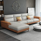 Modern Pillow Top Arm Sofa 4-Seater Faux Leather Sofa with Chaise Grey Orange Left Clearhalo 'furn' 'furn_sectionals' 'Furniture' 'Living Room Furniture' 'Sectionals' 5872037
