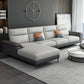 Modern Pillow Top Arm Sofa 4-Seater Faux Leather Sofa with Chaise Dark Grey Light Grey Left Clearhalo 'furn' 'furn_sectionals' 'Furniture' 'Living Room Furniture' 'Sectionals' 5872038