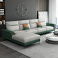 Modern Pillow Top Arm Sofa 4-Seater Faux Leather Sofa with Chaise Grey Green Left Clearhalo 'furn' 'furn_sectionals' 'Furniture' 'Living Room Furniture' 'Sectionals' 5872040
