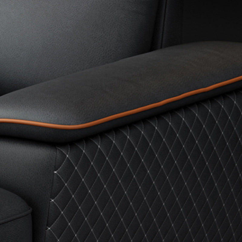 Modern Pillow Top Arm Sofa 4-Seater Faux Leather Sofa with Chaise Clearhalo 'furn' 'furn_sectionals' 'Furniture' 'Living Room Furniture' 'Sectionals' 5872043