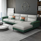 Modern Pillow Top Arm Sofa 4-Seater Faux Leather Sofa with Chaise Grey Green Right Clearhalo 'furn' 'furn_sectionals' 'Furniture' 'Living Room Furniture' 'Sectionals' 5872044