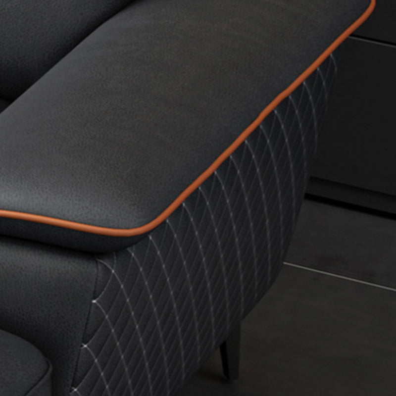 Modern Pillow Top Arm Sofa 4-Seater Faux Leather Sofa with Chaise Clearhalo 'furn' 'furn_sectionals' 'Furniture' 'Living Room Furniture' 'Sectionals' 5872045