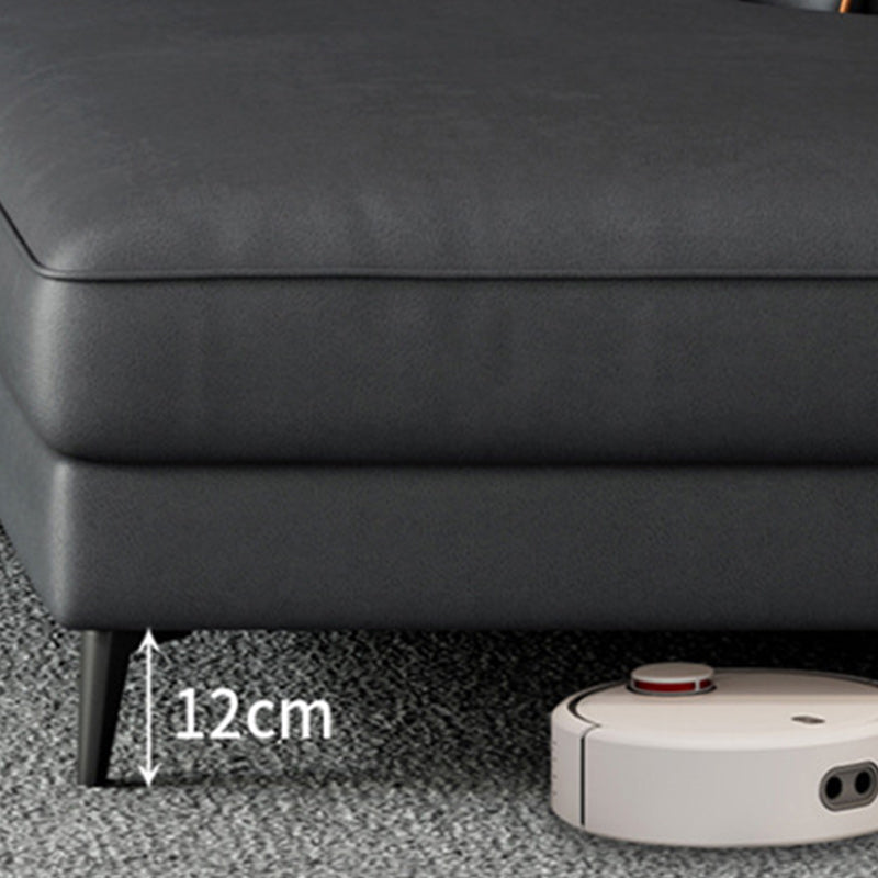 Modern Pillow Top Arm Sofa 4-Seater Faux Leather Sofa with Chaise Clearhalo 'furn' 'furn_sectionals' 'Furniture' 'Living Room Furniture' 'Sectionals' 5872046