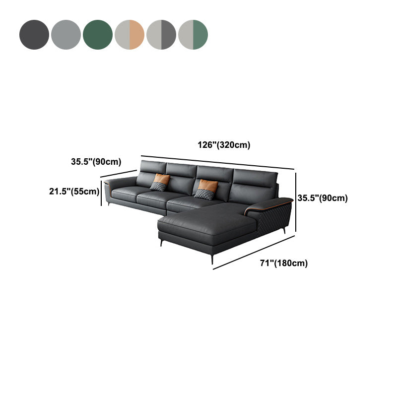 Modern Pillow Top Arm Sofa 4-Seater Faux Leather Sofa with Chaise Clearhalo 'furn' 'furn_sectionals' 'Furniture' 'Living Room Furniture' 'Sectionals' 5872048