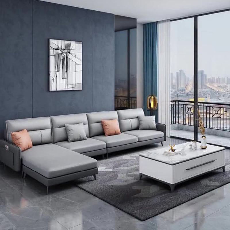 Stain-Resistant Sectionals 4-Seater Faux Leathe Sectionals with Storage