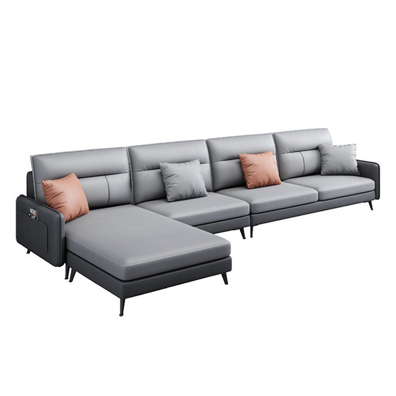Stain-Resistant Sectionals 4-Seater Faux Leathe Sectionals with Storage