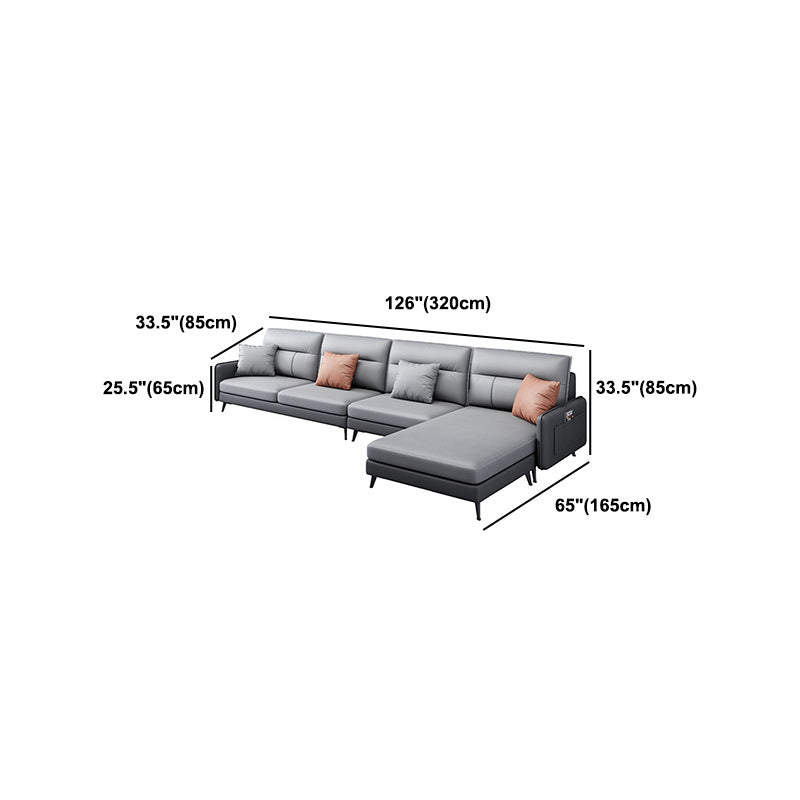 Stain-Resistant Sectionals 4-Seater Faux Leathe Sectionals with Storage