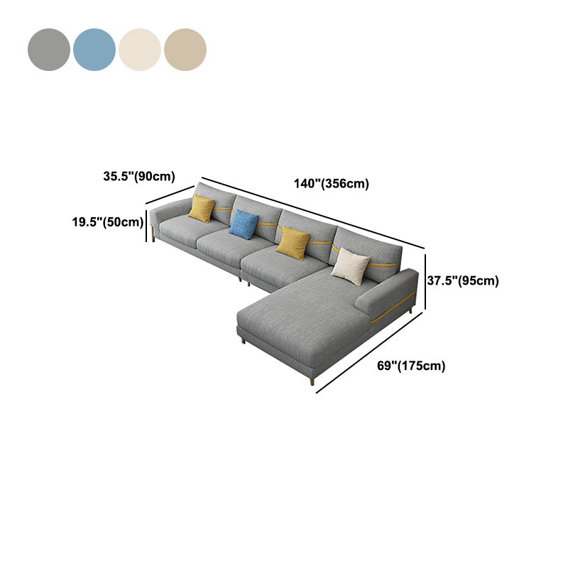 Oreiller sectionnel de tissu dos et canapé sectionnel des bras carrés pour 4 personnes