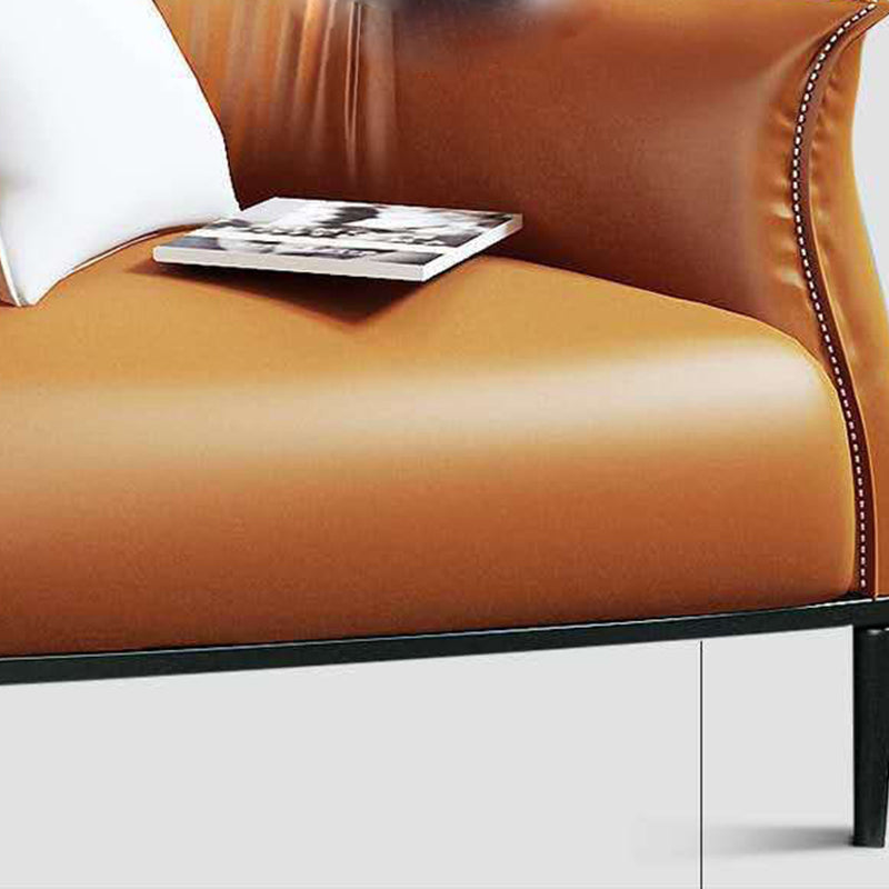 Contemporary Bonded Leather Arms Included Flared Arms Accent Armchair