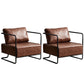 Contemporary Bonded Leather with Pillow Track Arms Accent Armchair Brown 2 Piece Set Clearhalo 'Accent Chairs' 'accent_chairs' 'Chairs & Seating' 'furn' 'furn_accent_chairs' 'Furniture' 'Living Room Furniture' 5872149