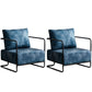 Contemporary Bonded Leather with Pillow Track Arms Accent Armchair Blue 2 Piece Set Clearhalo 'Accent Chairs' 'accent_chairs' 'Chairs & Seating' 'furn' 'furn_accent_chairs' 'Furniture' 'Living Room Furniture' 5872152