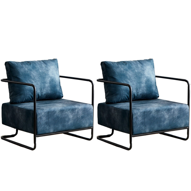 Contemporary Bonded Leather with Pillow Track Arms Accent Armchair Blue 2 Piece Set Clearhalo 'Accent Chairs' 'accent_chairs' 'Chairs & Seating' 'furn' 'furn_accent_chairs' 'Furniture' 'Living Room Furniture' 5872152