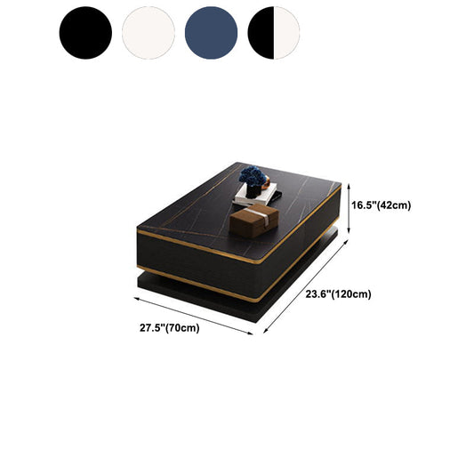 Tavolo da cocktail rettangolo con 4 cassetti in legno massiccio e top in pietra