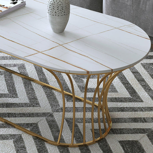 Tavolino glam in ardesia ovale con cornice di ferro e tavolo da cocktail top in pietra