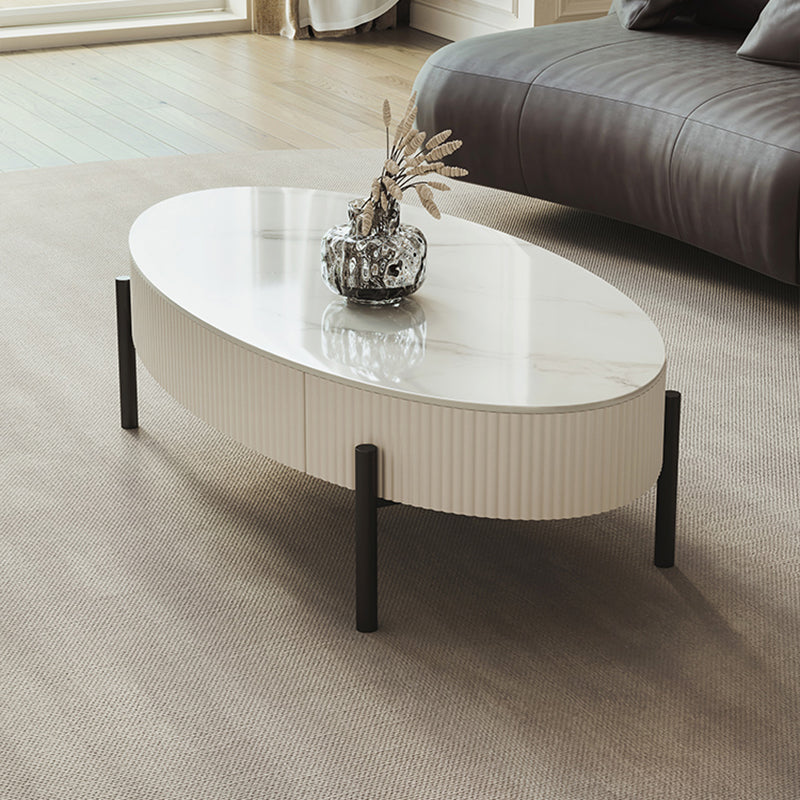 Glam Coffee Cocktail Table with Storage Drawer and 4 Iron Legs Clearhalo 'Coffee & Accent Tables' 'Coffee Tables' 'coffee_tables' 'furn' 'furn_coffee_tables' 'Furniture' 'Living Room Furniture' 5872256