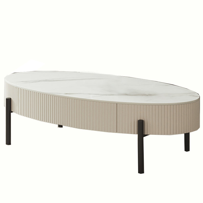 Glam Coffee Cocktail Table with Storage Drawer and 4 Iron Legs Clearhalo 'Coffee & Accent Tables' 'Coffee Tables' 'coffee_tables' 'furn' 'furn_coffee_tables' 'Furniture' 'Living Room Furniture' 5872260