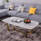 White Marble Top Coffee Table with Golden Steel Trestle Base