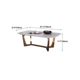 White Marble Top Coffee Table with Golden Steel Trestle Base