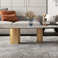 Oval Stone Top Coffee Table Set with 3 Steel Legs for Living Room Clearhalo 'Coffee & Accent Tables' 'Coffee Tables' 'coffee_tables' 'furn' 'furn_coffee_tables' 'Furniture' 'Living Room Furniture' 5872296