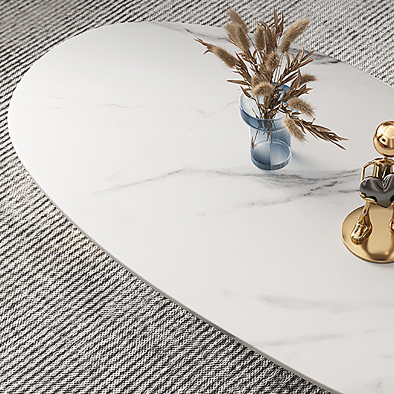 Oval Stone Top Coffee Table Set with 3 Steel Legs for Living Room Clearhalo 'Coffee & Accent Tables' 'Coffee Tables' 'coffee_tables' 'furn' 'furn_coffee_tables' 'Furniture' 'Living Room Furniture' 5872299