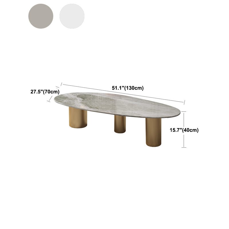 Oval Stone Top Coffee Table Set with 3 Steel Legs for Living Room Clearhalo 'Coffee & Accent Tables' 'Coffee Tables' 'coffee_tables' 'furn' 'furn_coffee_tables' 'Furniture' 'Living Room Furniture' 5872303