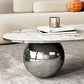 Oval Stone Top Coffee Table with Steel Base 51.18" Long 27.56" Wide Clearhalo 'Coffee & Accent Tables' 'Coffee Tables' 'coffee_tables' 'furn' 'furn_coffee_tables' 'Furniture' 'Living Room Furniture' 5872310