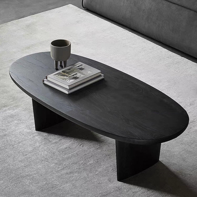Modern Black Solid Wood Coffee Table with Wooden Base Bunching Tables Clearhalo 'Coffee & Accent Tables' 'Coffee Tables' 'coffee_tables' 'furn' 'furn_coffee_tables' 'Furniture' 'Living Room Furniture' 5872362
