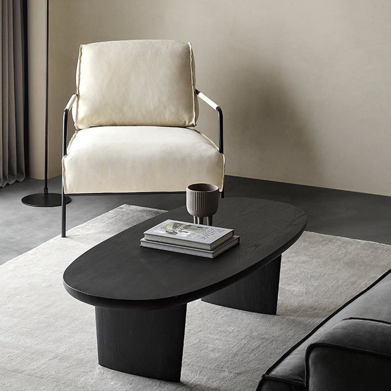 Modern Black Solid Wood Coffee Table with Wooden Base Bunching Tables Clearhalo 'Coffee & Accent Tables' 'Coffee Tables' 'coffee_tables' 'furn' 'furn_coffee_tables' 'Furniture' 'Living Room Furniture' 5872364