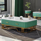 Glam Iron Frame Base Coffee Table with White Marble Top and 2 Drawers