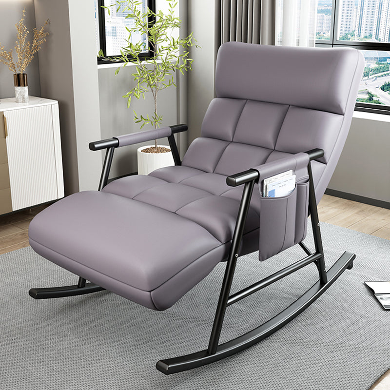 Sedia a dondolo moderna gialla con gambe scure sedia da bilanciere reclinabili per soggiorno