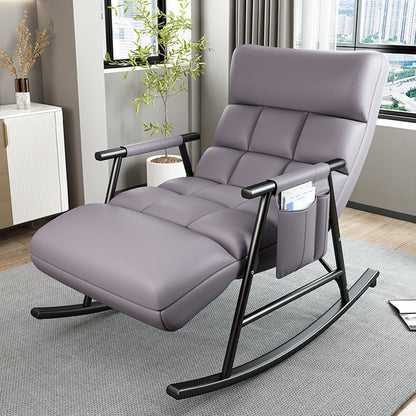 Sedia a dondolo moderna gialla con gambe scure sedia da bilanciere reclinabili per soggiorno