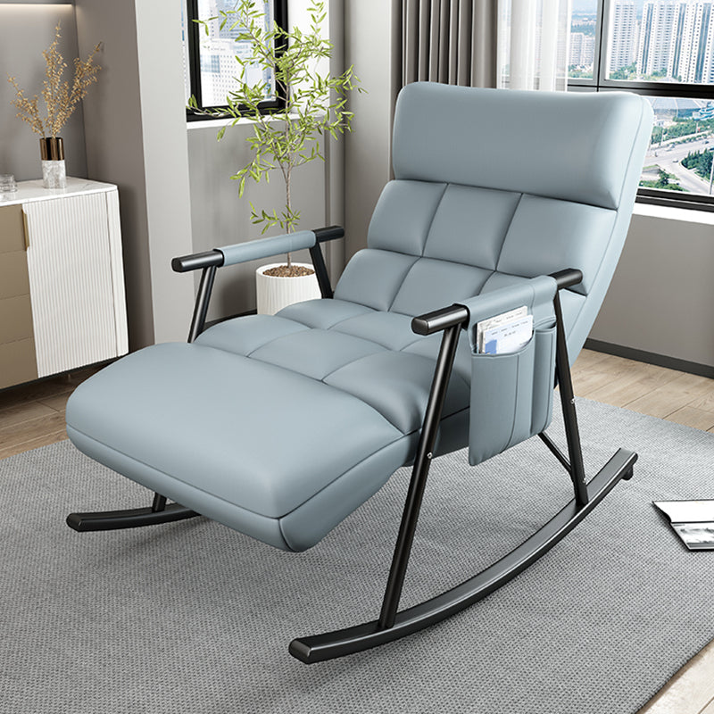 Sedia a dondolo moderna gialla con gambe scure sedia da bilanciere reclinabili per soggiorno