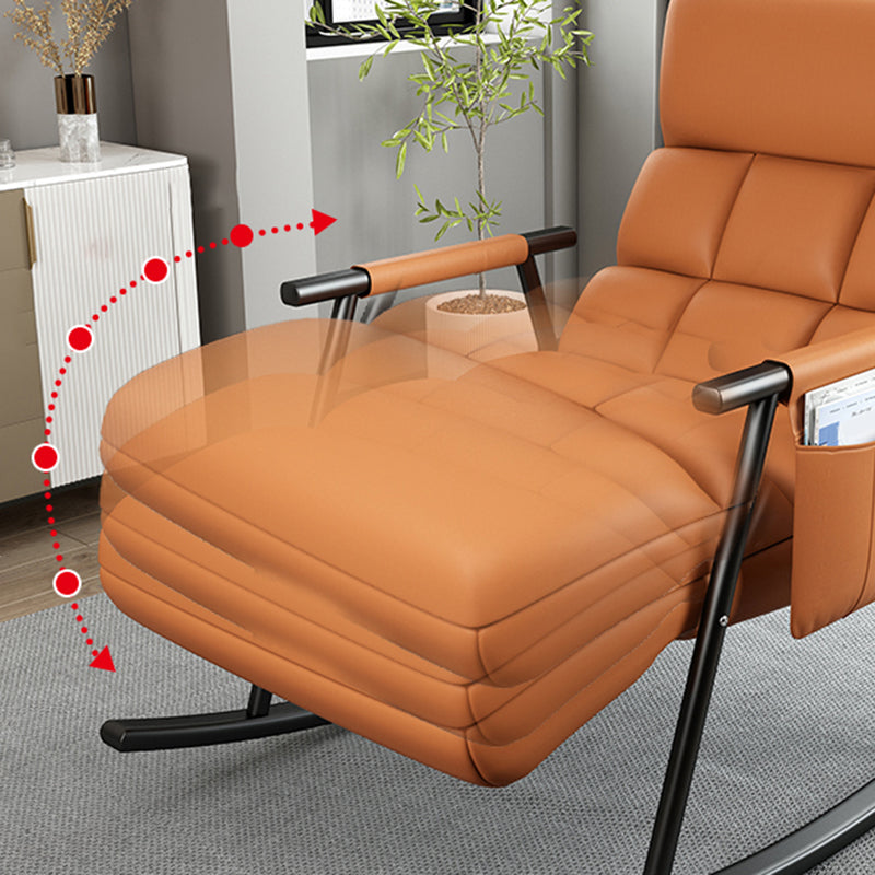 Sedia a dondolo moderna gialla con gambe scure sedia da bilanciere reclinabili per soggiorno