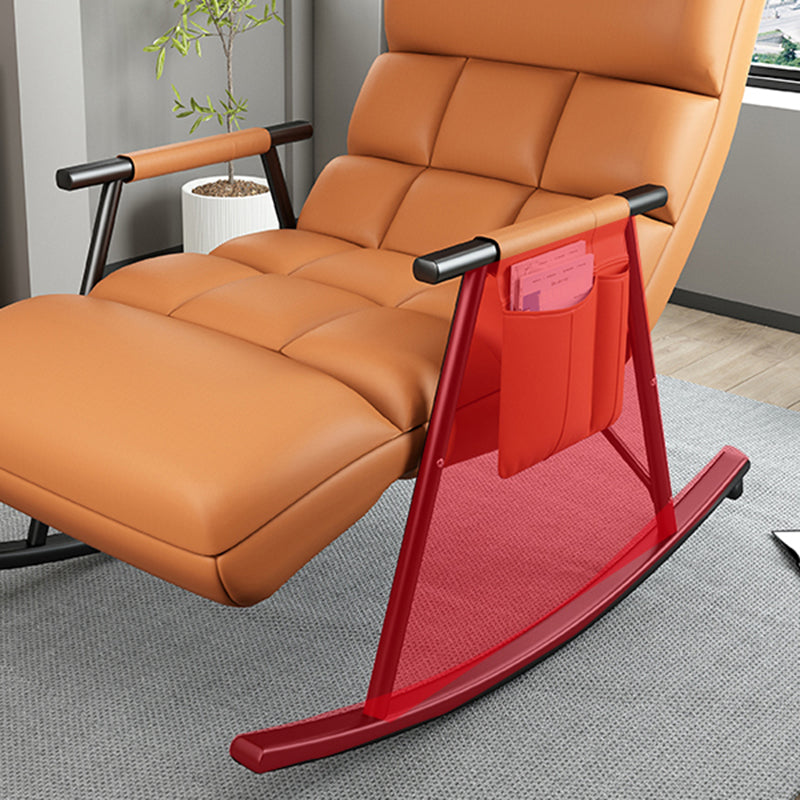 Sedia a dondolo moderna gialla con gambe scure sedia da bilanciere reclinabili per soggiorno