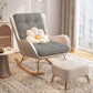 Contemporary Rocking Chair Fabric Upholstered Tufted Wing Chair Back Indoor Rocking Chair