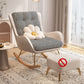 Contemporary Rocking Chair Fabric Upholstered Tufted Wing Chair Back Indoor Rocking Chair