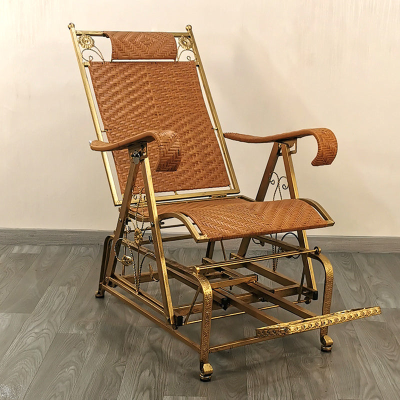Modern Rattan Chair Solid Color Rocker Chair with Metal Legs Light Khaki Clearhalo 'Chairs & Seating' 'furn' 'furn_rocking_chairs' 'Furniture' 'Living Room Furniture' 'Rocking Chairs' 'rocking_chairs' 5873039