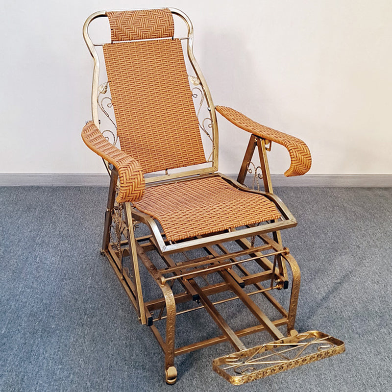 Modern Rattan Chair Solid Color Rocker Chair with Metal Legs Yellow Clearhalo 'Chairs & Seating' 'furn' 'furn_rocking_chairs' 'Furniture' 'Living Room Furniture' 'Rocking Chairs' 'rocking_chairs' 5873040