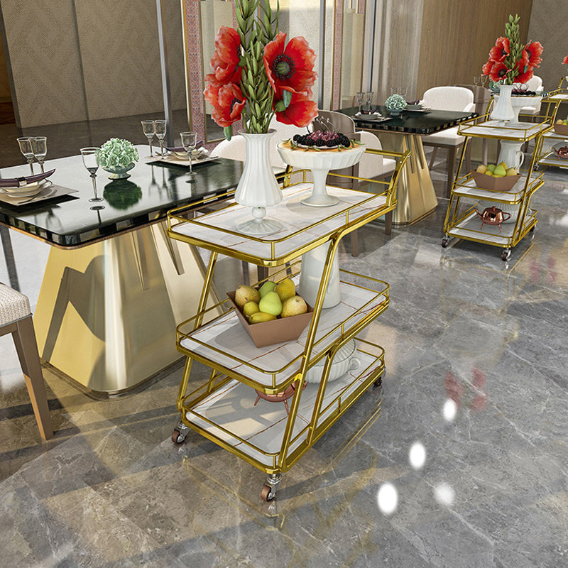 Tavolo di preparazione in metallo contemporaneo 35.43 "H tavolo da preparazione a rotolamento per sala da pranzo