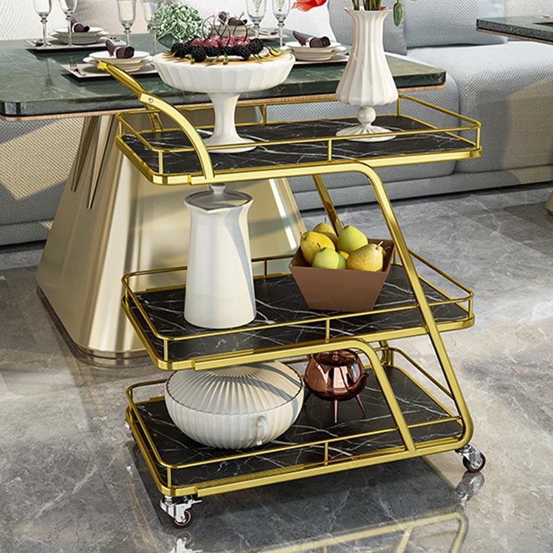 Tavolo di preparazione in metallo contemporaneo 35.43 "H tavolo da preparazione a rotolamento per sala da pranzo